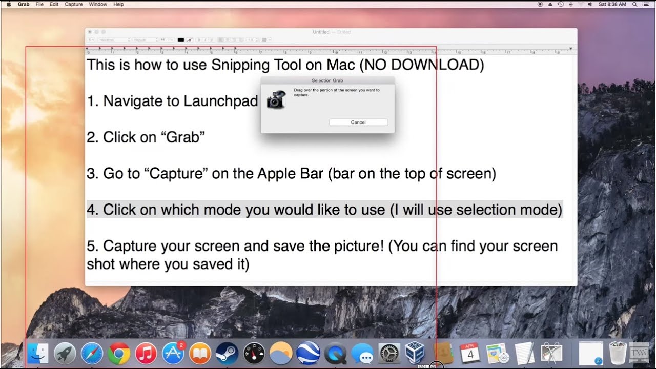 Snipping tool on a mac